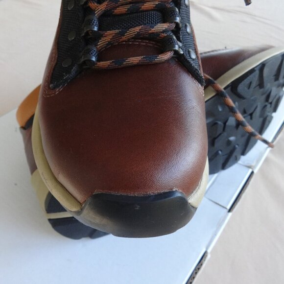 Danner men's size 7D, boots, Tortoise Brown leather black fabric, rubber outsole - Picture 14 of 16